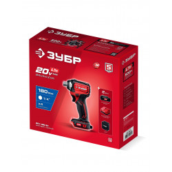 Бесщеточный ударный винтоверт ЗУБР 20 В, 180 Н·м, 1 АКБ LMS (2 А·ч), сумка ВБУ-180-21