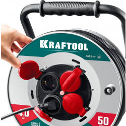 Силовой удлинитель на стальной катушке KRAFTOOL КГ 3х2.5 50м 4000Вт IP44, HEAVY DUTY 55086-50_z01