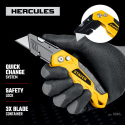 Универсальный металлический нож STAYER Hercules-А24, с трапециевидным лезвием 0946