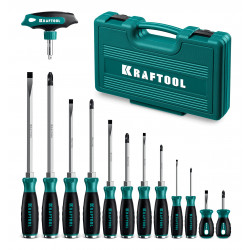 Набор ударных отверток KRAFTOOL IMPACT 13 шт, сквозной стержень Cr-Mo, 25035