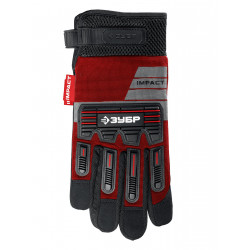 Перчатки ЗУБР IMPACT р.XL (10), красные, профессиональные комбинированные, антивибрационные, противоударные, Профессионал 11478-XL