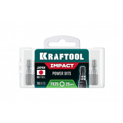 Ударные биты KRAFTOOL Impact TX 25, 25 мм, 10 шт, 26195-25-25-S10