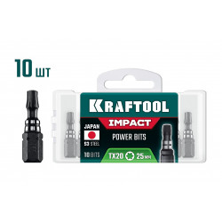 Ударные биты KRAFTOOL Impact TX 20, 25 мм, 10 шт, 26195-20-25-S10