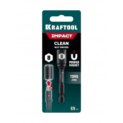 Бита KRAFTOOL Impact Pro Nut-driver с торцовой головкой, магнитная, L=69мм, хвостовик E 1/4'', 8мм, 1шт 26371-08