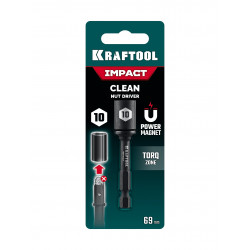 Бита KRAFTOOL Impact Pro Nut-driver с торцовой головкой, магнитная, L=69мм, хвостовик E 1/4'', 10мм, 1шт 26371-10