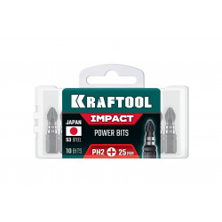Ударные биты KRAFTOOL Impact PH 2, 25 мм, 10 шт, 26191-2-25-S10