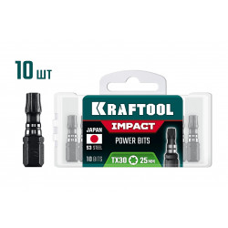 Ударные биты KRAFTOOL Impact TX 30, 25 мм, 10 шт, 26195-30-25-S10