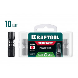 Ударные биты KRAFTOOL Impact TX 40, 25 мм, 10 шт, 26195-40-25-S10