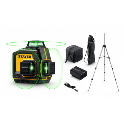 Лазерный нивелир STAYER SL-3D #3, 50м, точн. +/-0,5 мм/м, зеленый , штатив 34963-3