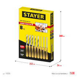 Набор ручных резцов по дереву STAYER Wood Master, 8шт, 1836