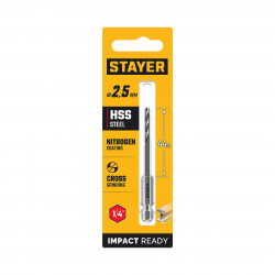 29603-2.5 STAYER НЕХ-1/4″, d 2.5 х 79 мм, сверло по металлу для винтовёртов и шуруповертов IMPACT READY (29603-2.5)