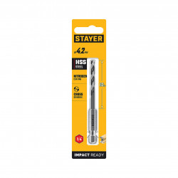 29603-4.2 STAYER НЕХ-1/4″, d 4.2 х 98 мм, сверло по металлу для винтовёртов и шуруповертов IMPACT READY (29603-4.2)