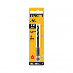 29603-4.5 STAYER НЕХ-1/4″, d 4.5 х 103 мм, сверло по металлу для винтовёртов и шуруповертов IMPACT READY (29603-4.5)