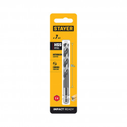 29603-7 STAYER НЕХ-1/4″, d 7.0 х 109 мм, сверло по металлу для винтовёртов и шуруповертов IMPACT READY (29603-7)