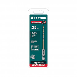 29652-3 KRAFTOOL НЕХ-1/4″, d 3,0 х 72 мм, сверло по металлу для винтовёртов и шуруповертов IMPACT READY (29652-3)