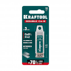 29654-3.0-10 KRAFTOOL DOUBLE Сo-8 3.0х46мм, Сверло двухстороннее по металлу, сталь M42(+8%Co), класс А (29654-3.0-10)