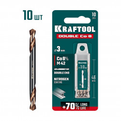 29654-3.0-10 KRAFTOOL DOUBLE Сo-8 3.0х46мм, Сверло двухстороннее по металлу, сталь M42(+8%Co), класс А (29654-3.0-10)