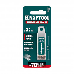 29654-3.2-10 KRAFTOOL DOUBLE Сo-8 3.2х49мм, Сверло двухстороннее по металлу, сталь M42(+8%Co), класс А (29654-3.2-10)