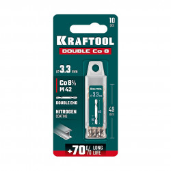 29654-3.3-10 KRAFTOOL DOUBLE Сo-8 3.3х49мм, Сверло двухстороннее по металлу, сталь M42(+8%Co), класс А (29654-3.3-10)
