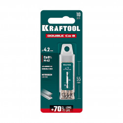 29654-4.2-10 KRAFTOOL DOUBLE Сo-8 4.2х55мм, Сверло двухстороннее по металлу, сталь M42(+8%Co), класс А (29654-4.2-10)