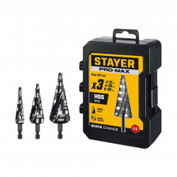 29661-4-30-H3 STAYER Pro-Max 3 шт, 4-30мм, винтовая спираль, набор сверл ступенчатых (29661-4-30-H3)
