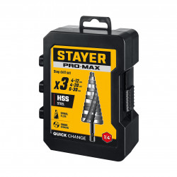 29661-4-30-H3 STAYER Pro-Max 3 шт, 4-30мм, винтовая спираль, набор сверл ступенчатых (29661-4-30-H3)