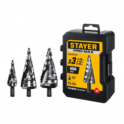 29661-4-38-H3 STAYER Pro-Max 3 шт, 4-38мм, винтовая спираль, набор сверл ступенчатых (29661-4-38-H3)