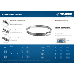 37807-120 Червячный хомут ЗУБР, 100-120 мм, оцинкованный, 25 шт, Х-9Н