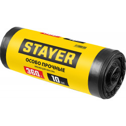 39157-360 Строительные мусорные мешки STAYER 360л, 10шт, особопрочные, чёрные, HEAVY DUTY