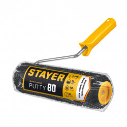 03642-24 Валик для шпатлевки, STAYER PUTTY 80 мм, 240 мм, 8 мм ручка, PROFESSIONAL