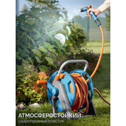428460 Катушка со шлангом в комплекте GRINDA HRK-25, шланг 25м x 1/2″, поливочный набор 4 предмета, стальные опоры, ProLine
