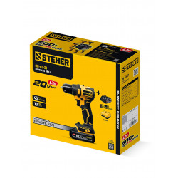 CB-45-21 бесщеточная дрель-шуруповерт STEHER 20 В, 45 Н·м, 1 АКБ LMS (2 А·ч)