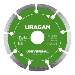 36705-150 Диск алмазный отрезной сегментный URAGAN UNIVERSAL 150 мм