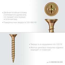 Универсальный саморез ЗУБР СУ-Ж 45 x 5.0 мм, желтый цинк, 15.67 кг 4-300390-50-045_z01