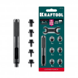 22951 Ударный пробойник для кожи KRAFTOOL LPI-6 с набором насадок 1-6 мм