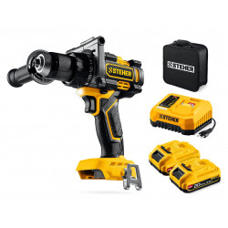 CB-165-22 Бесщеточная дрель-шуруповерт STEHER 20 В, 165 Н·м, 2 АКБ LMS (2 А·ч), сумка
