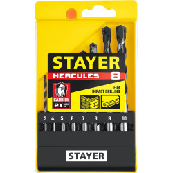 2915-H8_z02 STAYER HERCULES 8 шт:  d 3-4-5-6-7-8-9-10 мм набор сверл по бетону PROFESSIONAL