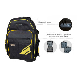 Рюкзак для инструментов, код. замок, 61 карман, пластиковое дно, Hanskonner HKBP0161