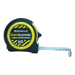 Рулетка 5x25мм, 2 стопа, компактный корпус, мощный магнит, Hanskonner HK2010-03-5-25