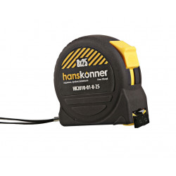 Рулетка 8x25мм, 2 стопа, корпус SoftTouch, супермощный магнит, Hanskonner HK2010-01-8-25