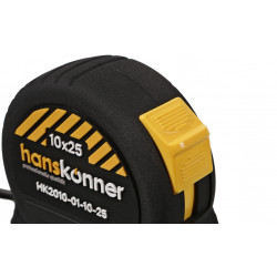Рулетка 10x25мм, 2 стопа, корпус SoftTouch, супермощный магнит, Hanskonner HK2010-01-10-25