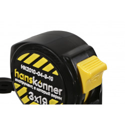 Рулетка 3x19мм, 2 стопа, компактн. корпус, 2 стопа, мощный магнит, Hanskonner HK2010-04-3-19