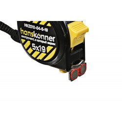 Рулетка 5x19мм, 2 стопа, компактн. корпус, 2 стопа, мощный магнит, Hanskonner HK2010-04-5-19