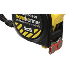 Рулетка 5x25мм, 2 стопа, компактн. корпус, 2 стопа, мощный магнит, Hanskonner HK2010-04-5-25