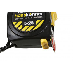 Рулетка 5x25мм, 2 стопа, компактн. корпус, 2 стопа, мощный магнит, Hanskonner HK2010-04-5-25
