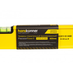 Уровень алюм., 400мм, 2 колбы, фрезерованный, точность 0.5 мм/м, hanskonner HK2015-03-0400