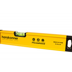 Уровень алюм., 400мм, 2 колбы, фрезерованный, точность 0.5 мм/м, hanskonner HK2015-03-0400