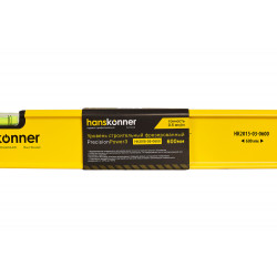 Уровень алюм., 600мм, 2 колбы, фрезерованный, точность 0.5 мм/м, hanskonner HK2015-03-0600