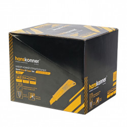 Набор ножей 18мм, пластиковый корпус, лезвие SK2 0.5мм 24шт, Hanskonner HK1076-08-05