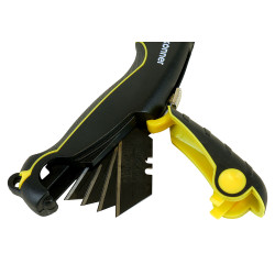 Нож строительный, трапециевидное лезвие, 4 доп. лезвия, SK2 сталь, Hanskonner HK1076-01-P2